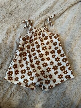 Old Navy Cream and Brown Floral Baby Romper
